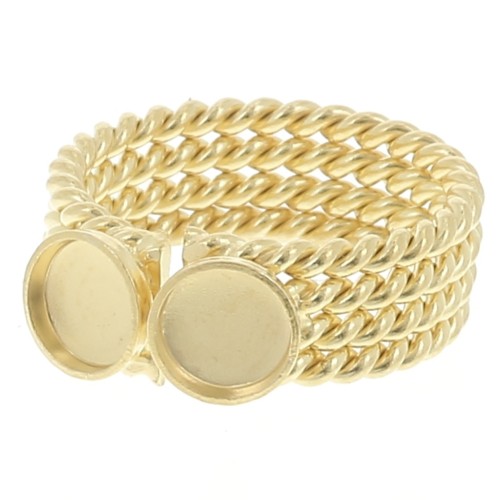 Anello per cabochon da 6 mm - Misura da 52 a 56 - Dorato con oro fino x1