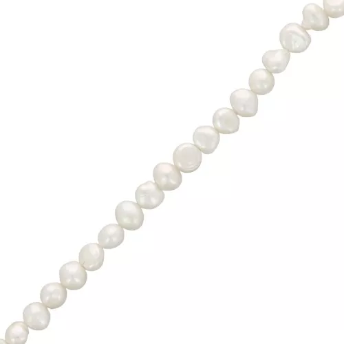 Perle d'acqua dolce barocche irregolari - 7x8 mm Grado AA - Bianco x35cm
