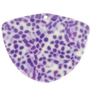 Pendente geometrico in acetato 35x45 mm - Viola screziato - Crema x1