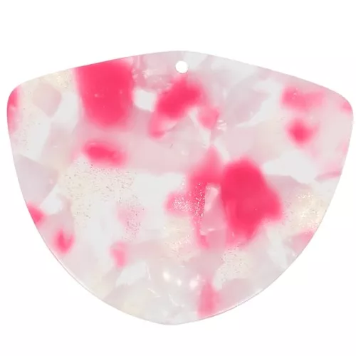 Pendente geometrico in acetato 35x45 mm - Terrazzo trasparente - Rosa - Bianco x1