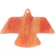 Pendente aquila in acetato opaco 25x35,5 mm - Brillantini rame-oro marmorizzati x1