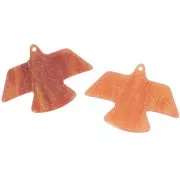 Pendente aquila in acetato opaco 25x35,5 mm - Brillantini rame-oro marmorizzati x1