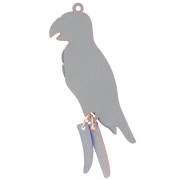 Pendente a forma di pappagallo in plexiglas 68x19 mm - effetto specchio - rosso - blu - dorato x1