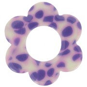 Pendente a forma di fiore in acetato da 18 mm - Viola screziato - Crema x1