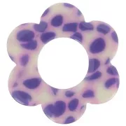 Pendente a forma di fiore in acetato da 18 mm - Viola screziato - Crema x1