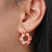 Pendente a forma di fiore in acetato da 18 mm - Rosso screziato - Crema x1