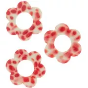 Pendente a forma di fiore in acetato da 18 mm - Rosso screziato - Crema x1