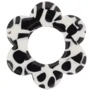 Pendente a forma di fiore in acetato da 18 mm - Nero screziato - Bianco x1