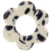 Pendente a forma di fiore in acetato da 18 mm - Nero screziato - Crema x1