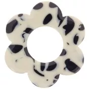 Pendente a forma di fiore in acetato da 18 mm - Nero screziato - Crema x1