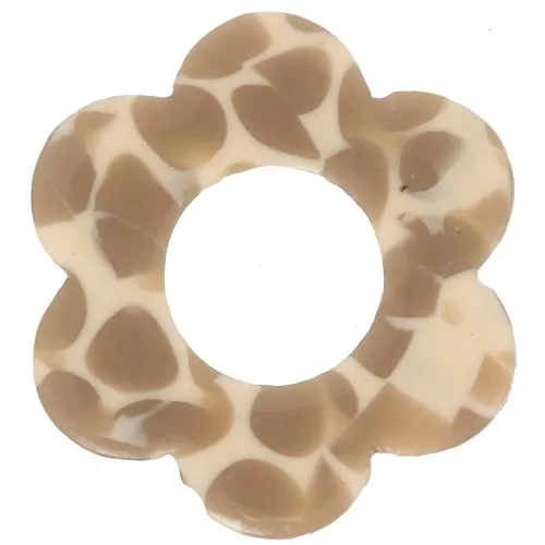 Pendente a fiore in acetato 18 mm - Caramello screziato - Beige x1