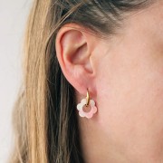 Pendente a fiore in acetato 18 mm - Caramello screziato - Beige x1