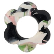 Pendente a forma di fiore in acetato da 18 mm - Bianco - Nero - Verde x1|raw }}
