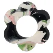 Pendente a forma di fiore in acetato da 18 mm - Bianco - Nero - Verde x1