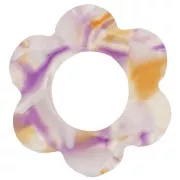 Pendentif fleur 18 mm en acétate - Blanc nacré - Orange - Violet x1