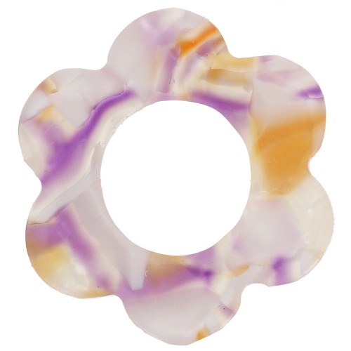 Pendente a forma di fiore in acetato da 18 mm - Bianco perlato - Arancione - Viola x1