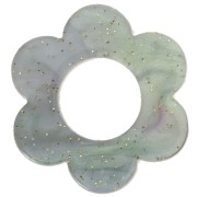 Pendente a forma di fiore in acetato da 18 mm - Verde iridescente di Brillantini grigi x1|raw }}