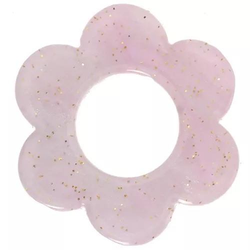 Pendente a forma di fiore in acetato da 18 mm - Brillantini lilla marmorizzati x1