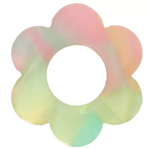 Pendente a forma di fiore in acetato da 18 mm - Tartaruga - Verde - Perla rosa x1