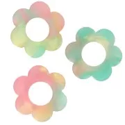 Pendente a forma di fiore in acetato da 18 mm - Tartaruga - Verde - Perla rosa x1