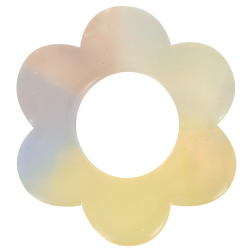 Pendente a forma di fiore in acetato da 18 mm - Tartaruga - Giallo - Perla arancione x1