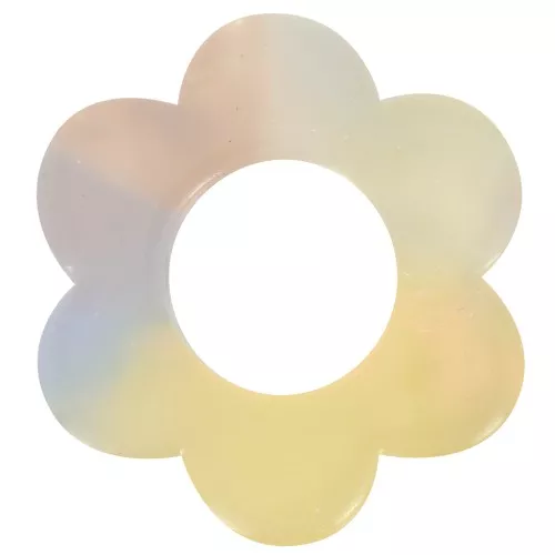 Pendente a forma di fiore in acetato da 18 mm - Tartaruga - Giallo - Perla arancione x1