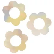 Pendente a forma di fiore in acetato da 18 mm - Tartaruga - Giallo - Perla arancione x1