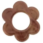 Pendentif fleur 18 mm en acétate - Marbré Marron foncé x1