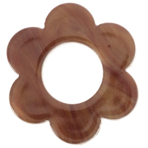 Pendente a forma di fiore in acetato da 18 mm - Marrone scuro marmorizzato x1
