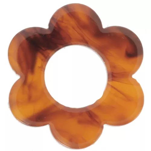 Pendente a forma di fiore in acetato da 18 mm - Ambra marmorizzata - Marrone scuro x1