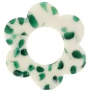 Pendente a forma di fiore in acetato da 18 mm - Verde scuro screziato - Bianco x1