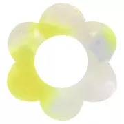 Pendente a fiore in acetato da 18 mm - Tartaruga - Bianco perlato - Giallo fluorescente x1