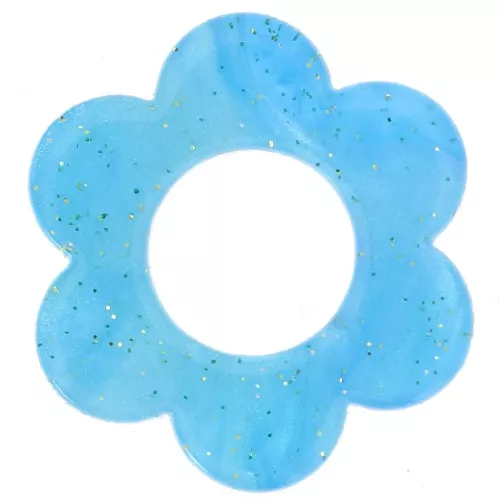 Pendente a forma di fiore in acetato da 18 mm - Blu Brillantini x1