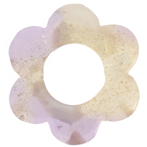 Pendente a forma di fiore in acetato da 18 mm - Tartaruga - Malva - Bianco perlato x1