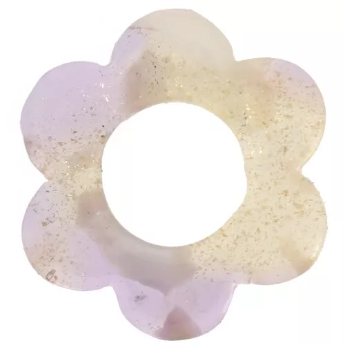 Pendente a forma di fiore in acetato da 18 mm - Tartaruga - Malva - Bianco perlato x1