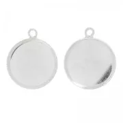 Castone pendente fondo piatto per cabochon mm.20 Argento 925