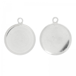 Castone pendente fondo piatto per cabochon mm.20 Argento 925