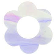Pendente a forma di fiore in acetato da 18 mm - marmorizzato malva - grigio x1
