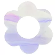 Pendente a forma di fiore in acetato da 18 mm - marmorizzato malva - grigio x1