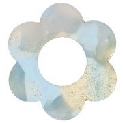 Pendente a forma di fiore in acetato da 18 mm - Tartaruga - Azzurro - Bianco perlato x1|raw }}