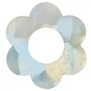 Pendente a forma di fiore in acetato da 18 mm - Tartaruga - Azzurro - Bianco perlato x1