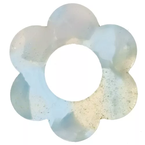 Pendente a forma di fiore in acetato da 18 mm - Tartaruga - Azzurro - Bianco perlato x1