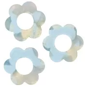 Pendente a forma di fiore in acetato da 18 mm - Tartaruga - Azzurro - Bianco perlato x1
