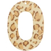 Pendente ovale scavato in acrilico 47x34 mm - Beige Ghepardo - Marrone chiaro x1