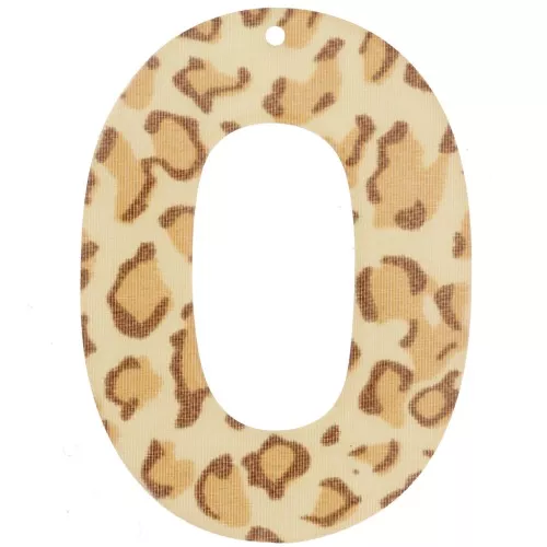 Ciondolo ovale cavo in acrilico 47x34 mm - Beige ghepardo - Marrone chiaro x1