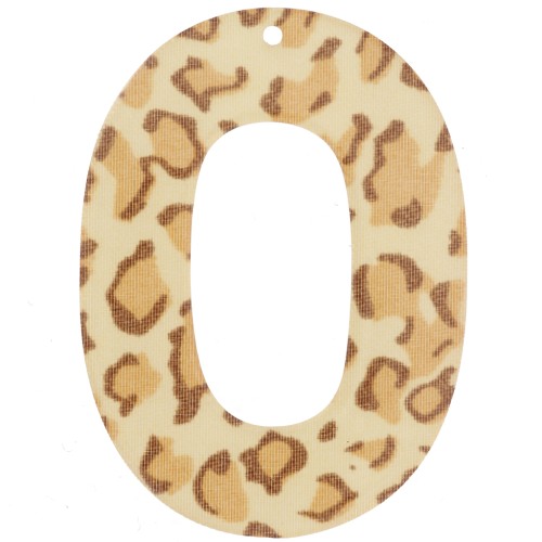 Pendente ovale scavato in acrilico 47x34 mm - Beige Ghepardo - Marrone chiaro x1
