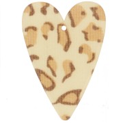 Pendente a cuore in acrilico 34x24 mm - Beige ghepardo - Marrone chiaro x1|raw }}
