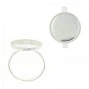 Anello castone cabochon tondo  mm. 16 argentato x1