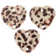 Distanziatore a cuore in acetato 15x16,5 mm - Marrone screziato - Crema x1