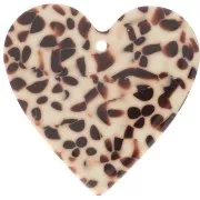 Crema - Pendentif coeur 31x32 mm en acetate - Tacheté Marron - Crème x1 Pendentif coeur 31x32 mm en acetate - Tacheté Marron - Crème x1